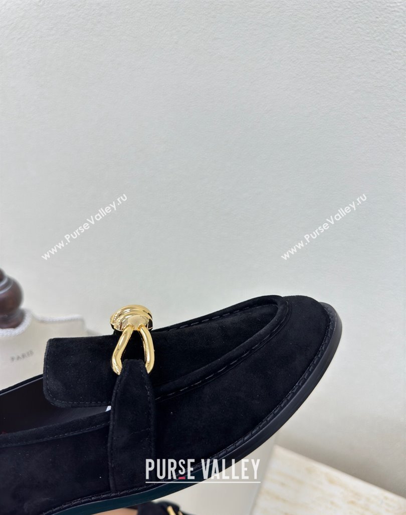 Bottega Veneta Astaire Loafers in Suede with Gold-Tone Knot Black 2024 (MD-241011002)