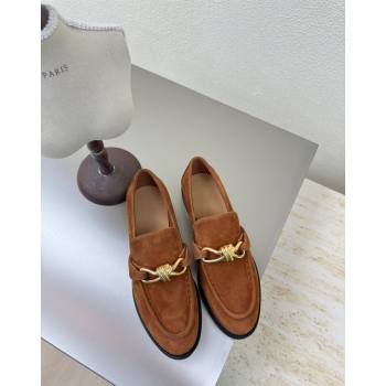 Bottega Veneta Astaire Loafers in Suede with Gold-Tone Knot Brown 2024 (MD-241011001)