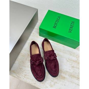 Bottega Veneta Astaire Loafers in Suede with One-Tone Knot Dark Burgundy 2024 (MD-241011004)