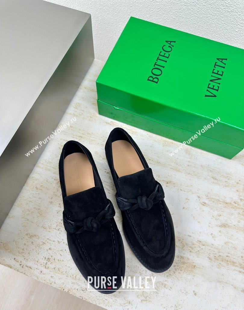 Bottega Veneta Astaire Loafers in Suede with One-Tone Knot Black 2024 (MD-241011005)