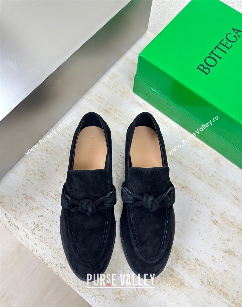 Bottega Veneta Astaire Loafers in Suede with One-Tone Knot Black 2024 (MD-241011005)