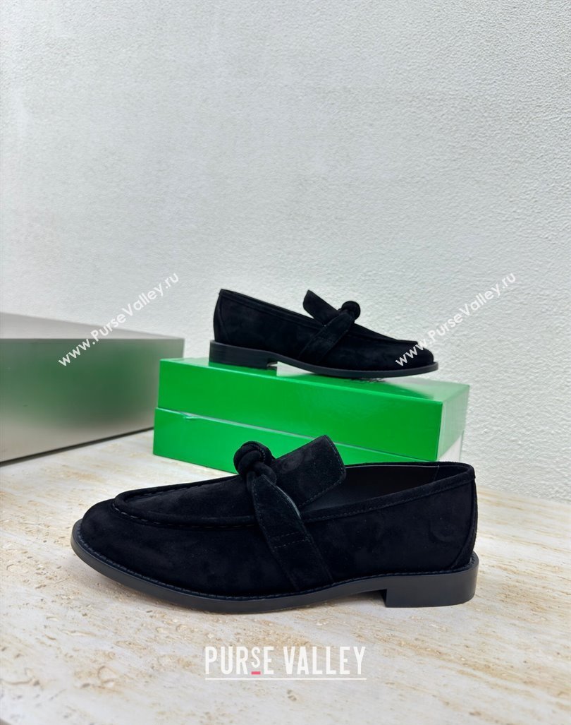 Bottega Veneta Astaire Loafers in Suede with One-Tone Knot Black 2024 (MD-241011005)