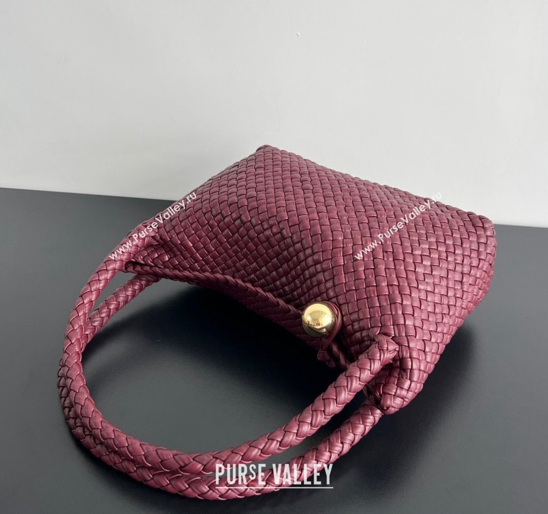 Bottega Veneta Tosca Shoulder Bag with Gold-Tone Ball 716974 Burgundy 2024 (WT-241029010)