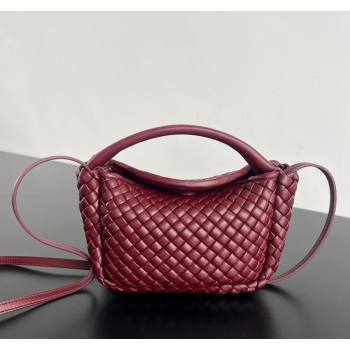 Bottega Veneta Small Cobble Top Handle bag in Intreccio Leather Burgundy 2024 805739 (WT-241029012)