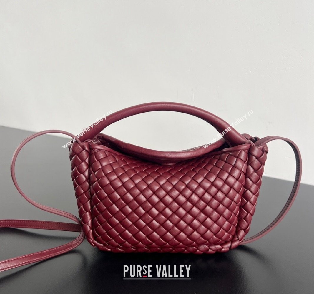 Bottega Veneta Small Cobble Top Handle bag in Intreccio Leather Burgundy 2024 805739 (WT-241029012)