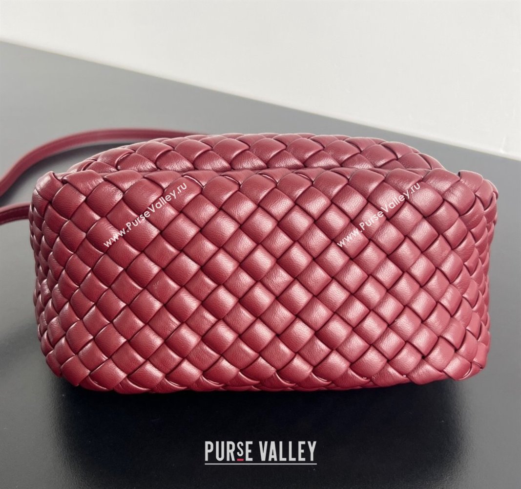 Bottega Veneta Small Cobble Top Handle bag in Intreccio Leather Burgundy 2024 805739 (WT-241029012)