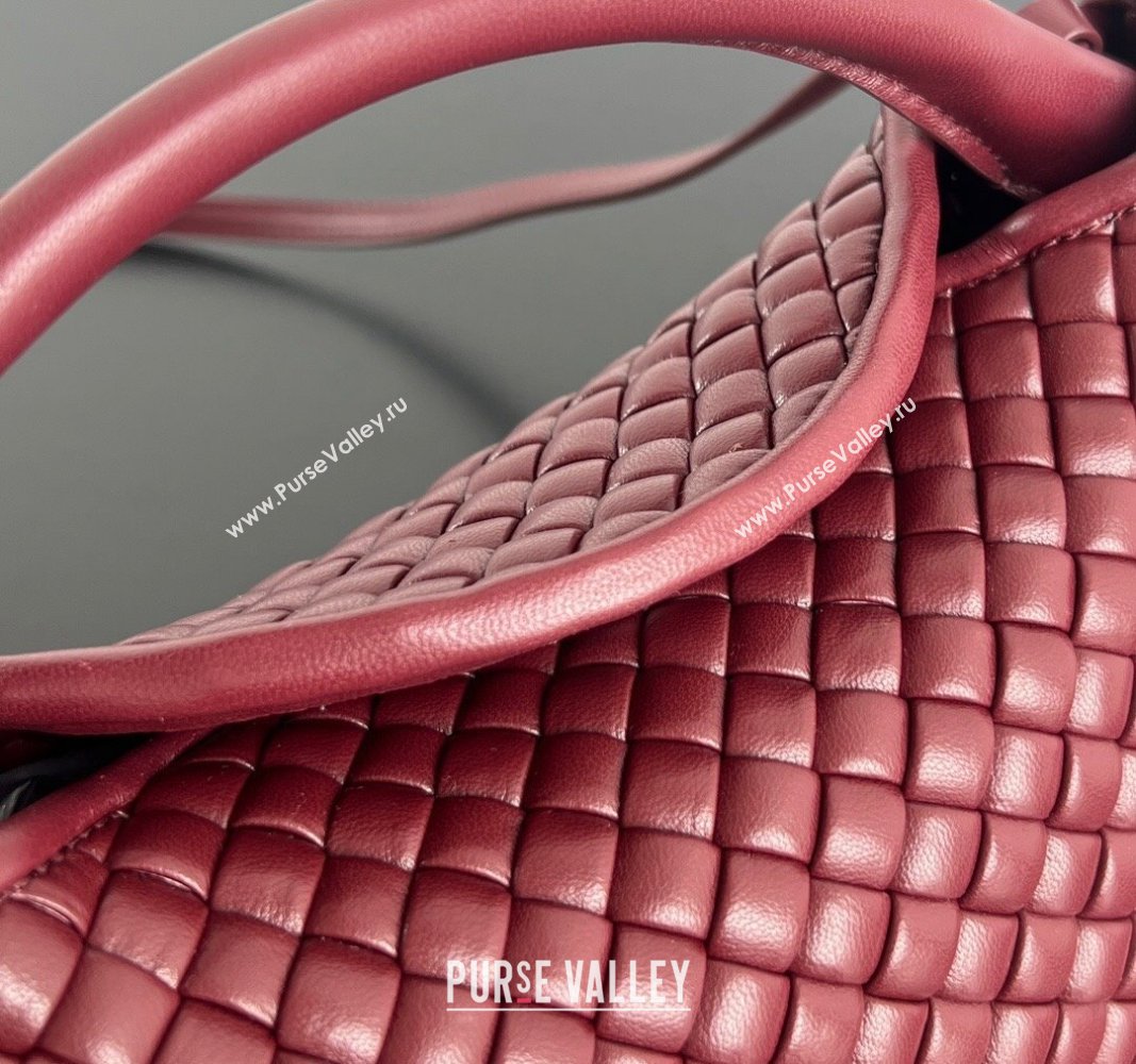 Bottega Veneta Small Cobble Top Handle bag in Intreccio Leather Burgundy 2024 805739 (WT-241029012)