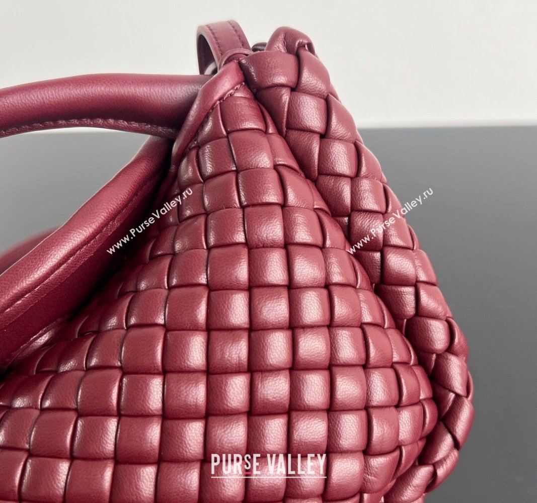 Bottega Veneta Small Cobble Top Handle bag in Intreccio Leather Burgundy 2024 805739 (WT-241029012)