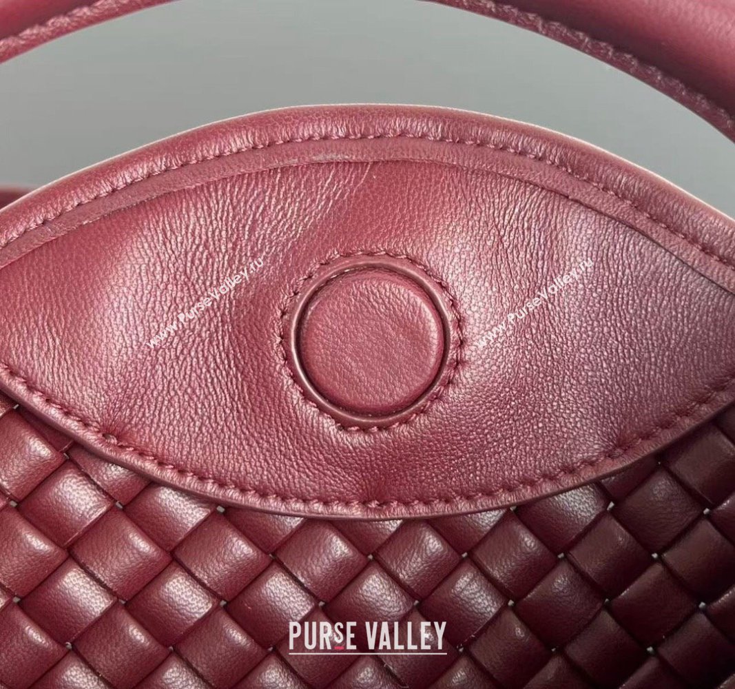 Bottega Veneta Small Cobble Top Handle bag in Intreccio Leather Burgundy 2024 805739 (WT-241029012)