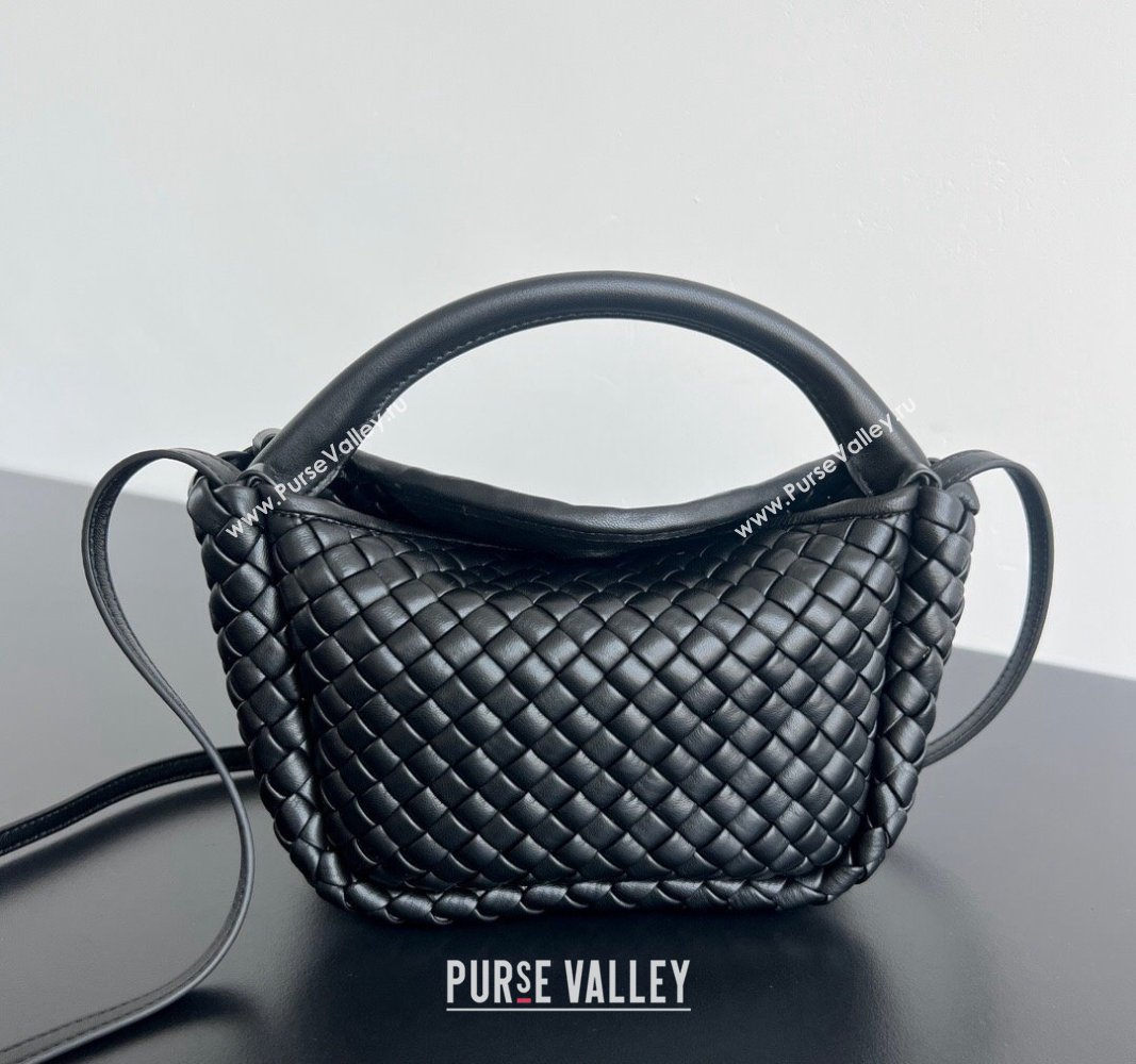 Bottega Veneta Small Cobble Top Handle bag in Intreccio Leather Black 2024 805739 (WT-241029013)