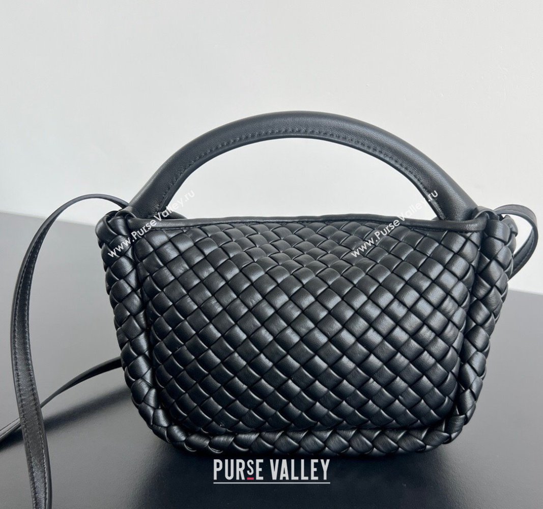 Bottega Veneta Small Cobble Top Handle bag in Intreccio Leather Black 2024 805739 (WT-241029013)