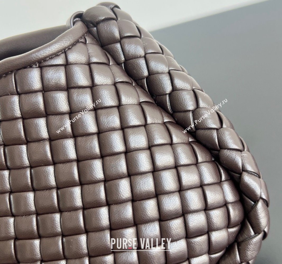 Bottega Veneta Small Cobble Top Handle bag in Intreccio Leather Fondant Brown 2024 805739 (WT-241029014)