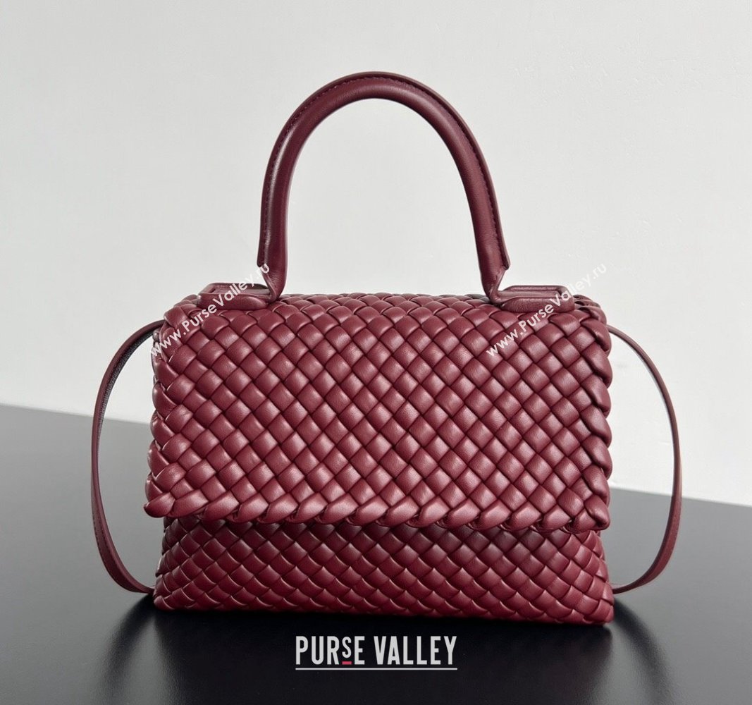 Bottega Veneta Patti Top Handle bag in Intreccio Leather Burgundy 2024 776783 (WT-241029015)