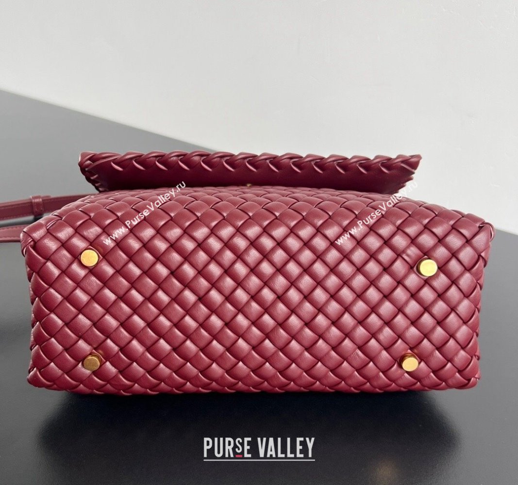 Bottega Veneta Patti Top Handle bag in Intreccio Leather Burgundy 2024 776783 (WT-241029015)