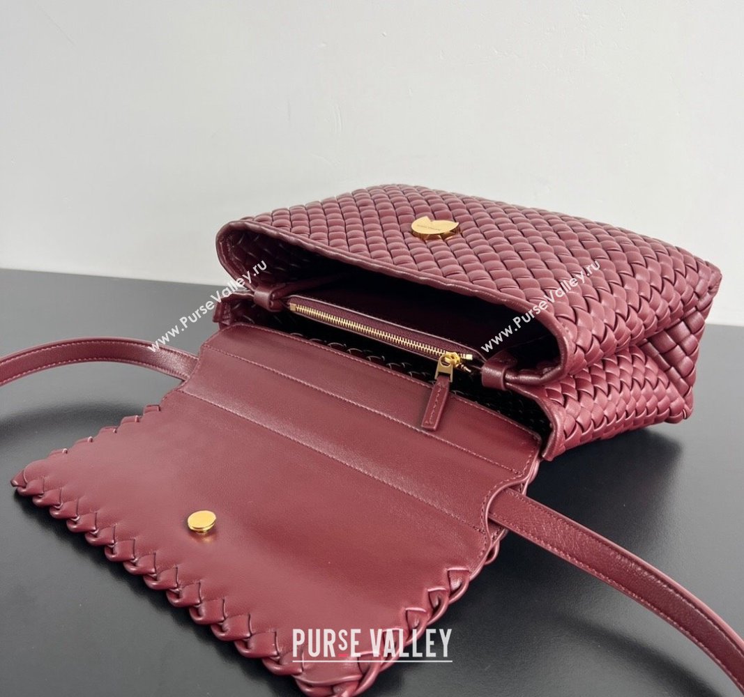 Bottega Veneta Patti Top Handle bag in Intreccio Leather Burgundy 2024 776783 (WT-241029015)