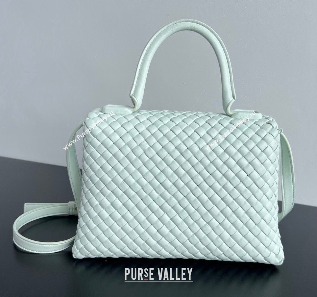 Bottega Veneta Patti Top Handle bag in Intreccio Leather Glacier Green 2024 776783 (WT-241029016)