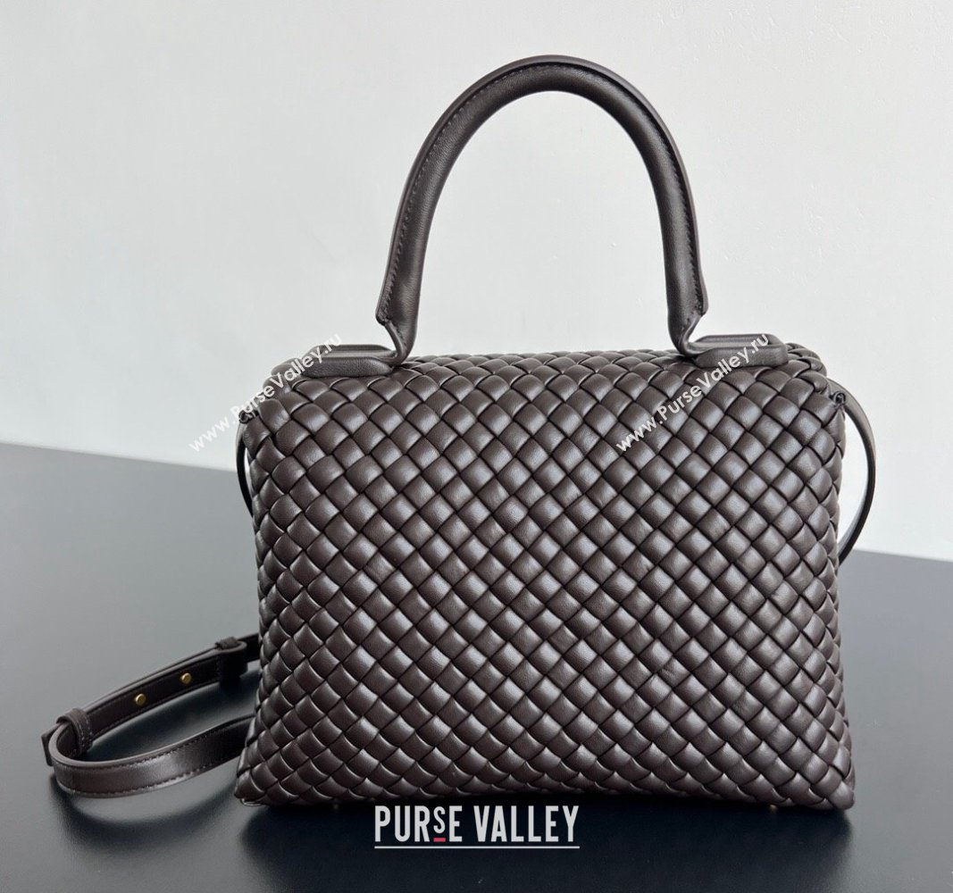 Bottega Veneta Patti Top Handle bag in Intreccio Leather Fondant Brown 2024 776783 (WT-241029018)