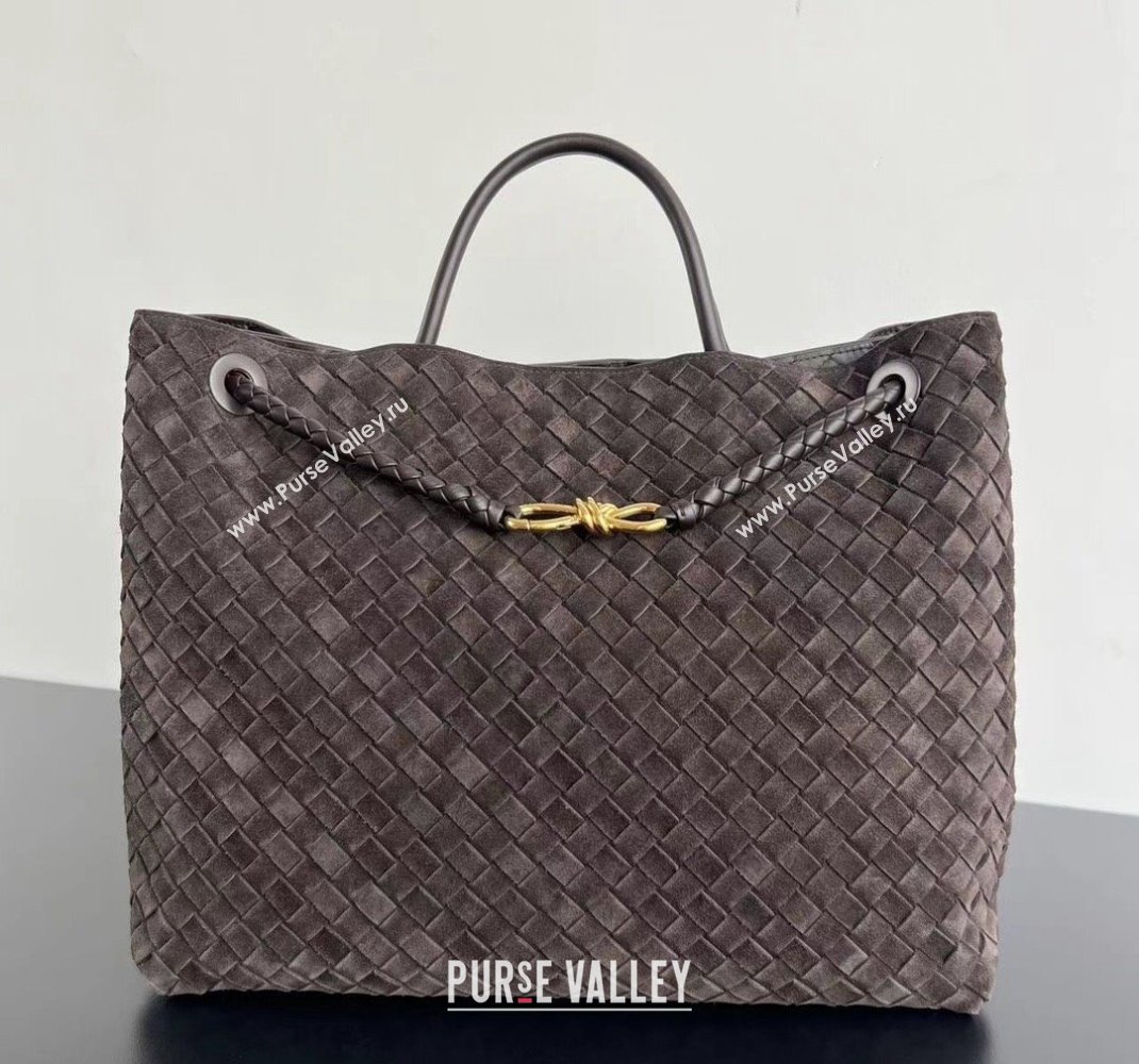 Bottega Veneta Large Andiamo Top Handle Bag in Suede 743575 Fondant Brown 2025 (WT-250205031)