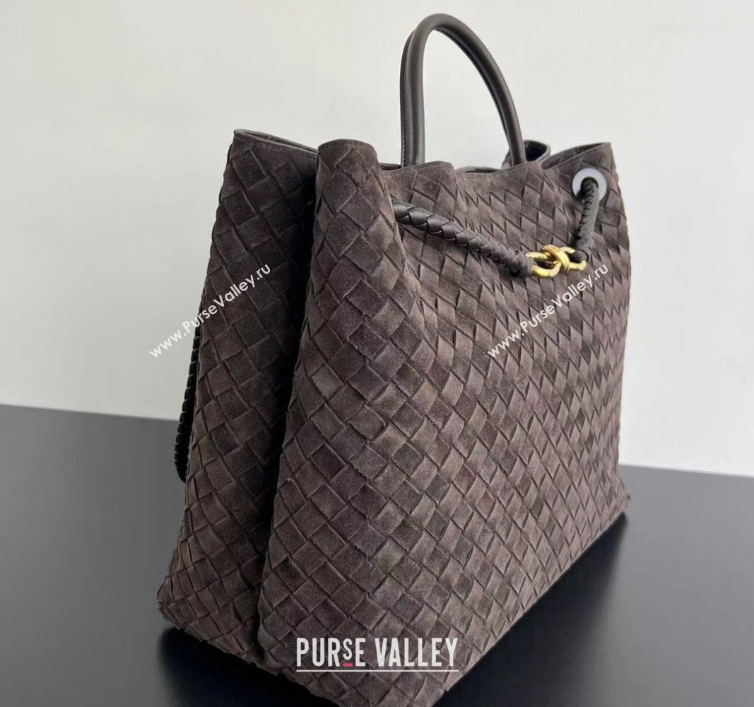 Bottega Veneta Large Andiamo Top Handle Bag in Suede 743575 Fondant Brown 2024 (WT-241029020)