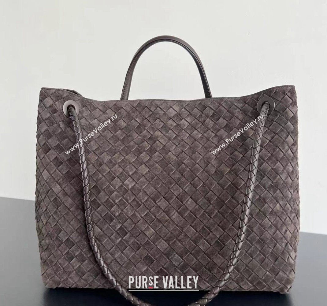 Bottega Veneta Large Andiamo Top Handle Bag in Suede 743575 Fondant Brown 2025 (WT-250205031)