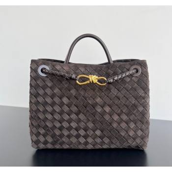 Bottega Veneta Medium Andiamo Top Handle Bag in Suede 743572 Fondant Brown 2024 (WT-241029021)