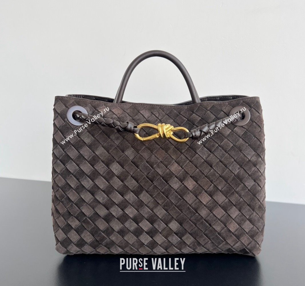 Bottega Veneta Medium Andiamo Top Handle Bag in Suede 743572 Fondant Brown 2024 (WT-241029021)