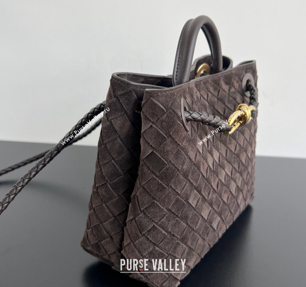 Bottega Veneta Small Andiamo Top Handle Bag in Suede 743568 Fondant Brown 2024 (WT-241029022)