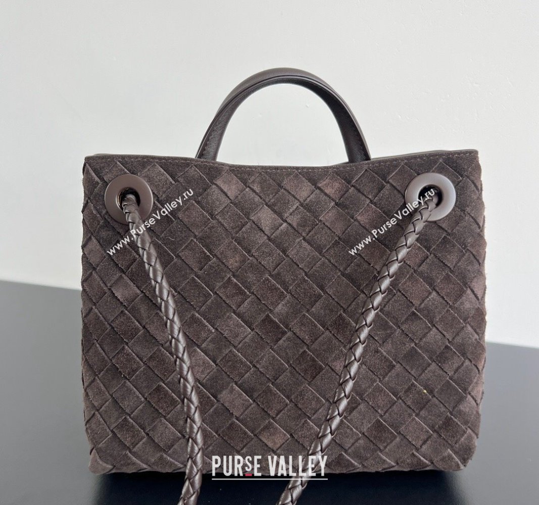 Bottega Veneta Small Andiamo Top Handle Bag in Suede 743568 Fondant Brown 2024 (WT-241029022)