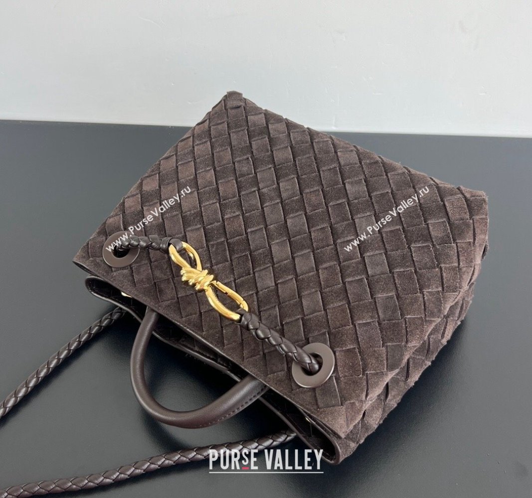 Bottega Veneta Small Andiamo Top Handle Bag in Suede 743568 Fondant Brown 2024 (WT-241029022)