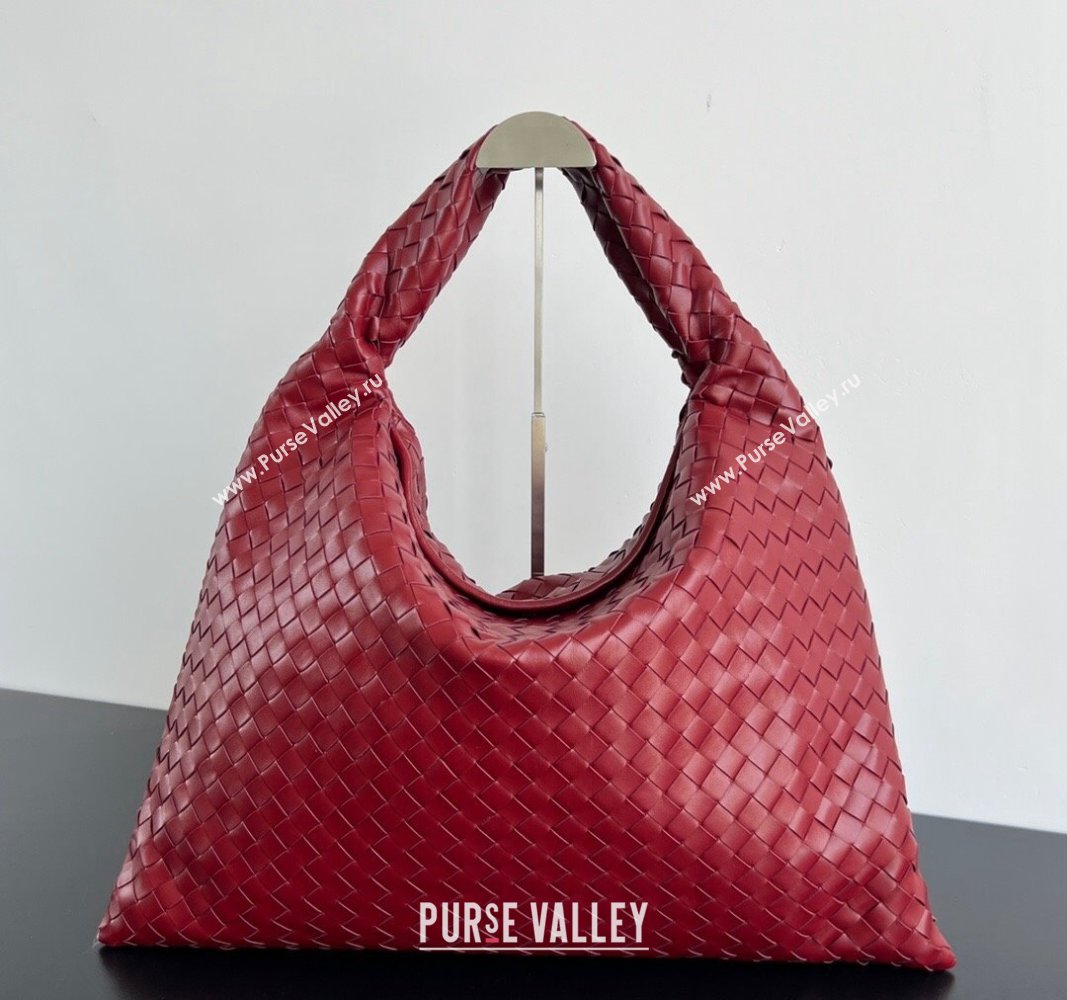 Bottega Veneta Large Hop Hobo Bag Intrecciato Calf Leather Red 2024 763970 (WT-241029040)