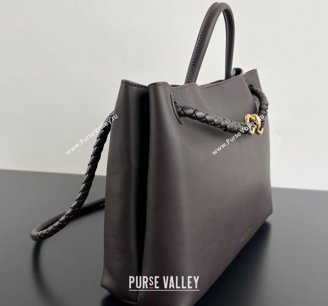 Bottega Veneta Medium Andiamo Top Handle Bag in Calfskin Leather Fondant Brown 2024 810214 (WT-250519077)