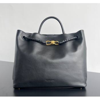 Bottega Veneta Large Andiamo Top Handle Bag in Calfskin Leather Black/Gold 2024 806010 (WT-250519085)
