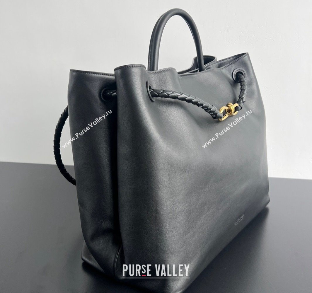 Bottega Veneta Large Andiamo Top Handle Bag in Calfskin Leather Black/Gold 2024 806010 (WT-250519085)