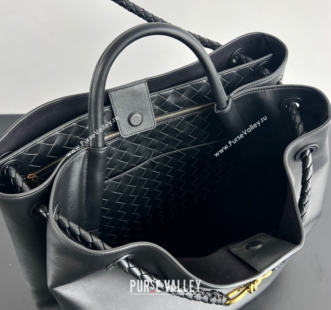 Bottega Veneta Large Andiamo Top Handle Bag in Calfskin Leather Black 2024 806010 (WT-241029027)