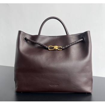 Bottega Veneta Large Andiamo Top Handle Bag in Calfskin Leather Fondant Brown/Gold 2024 806010 (WT-250519084)