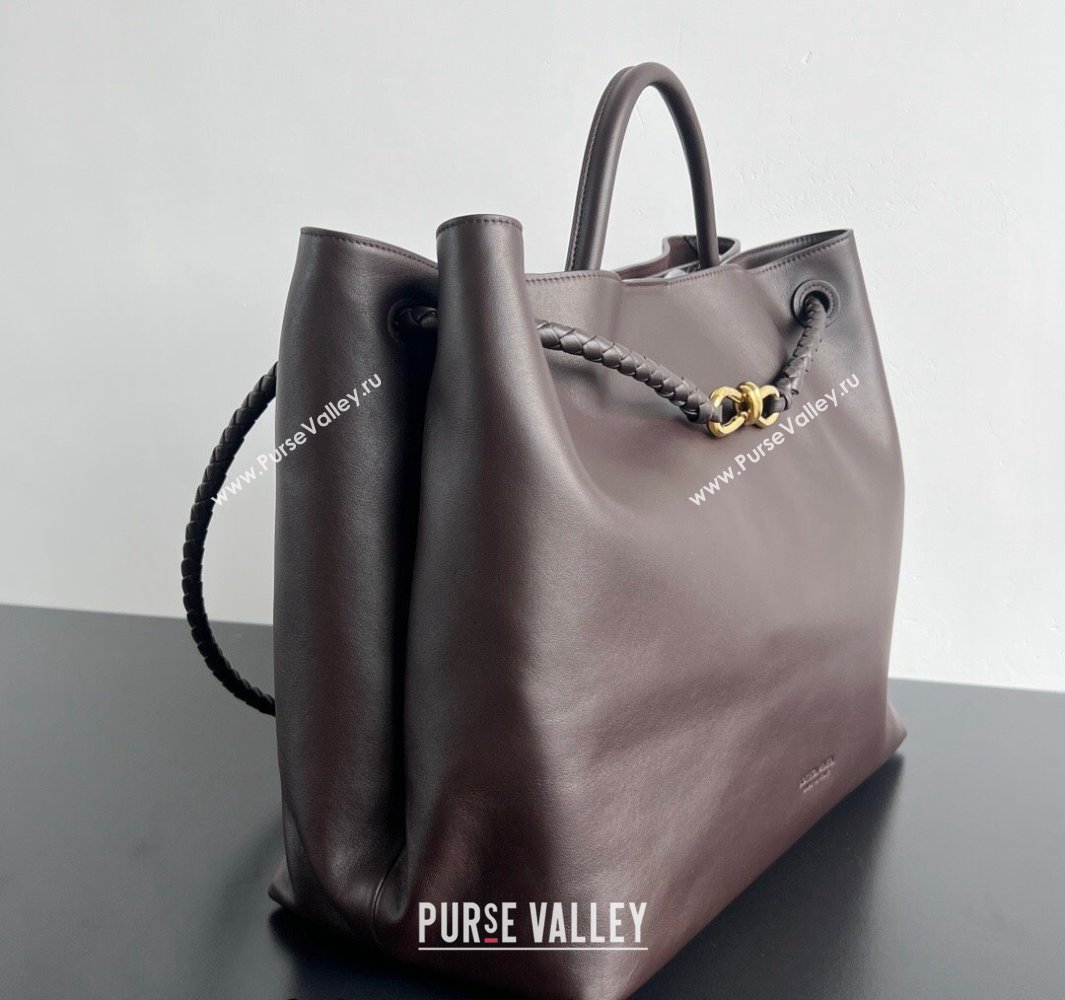 Bottega Veneta Large Andiamo Top Handle Bag in Calfskin Leather Fondant Brown/Gold 2024 806010 (WT-250519084)