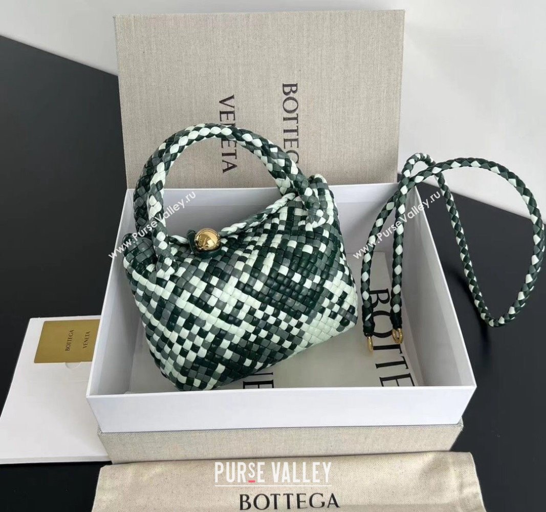 Bottega Veneta Mini Tosca Bag with Gold-Tone Ball 776755 Emerald Green/Ice Blue 2024 (WT-241029005)