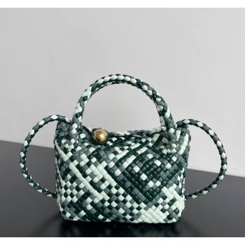 Bottega Veneta Mini Tosca Bag with Gold-Tone Ball 776755 Emerald Green/Ice Blue 2024 (WT-241029005)