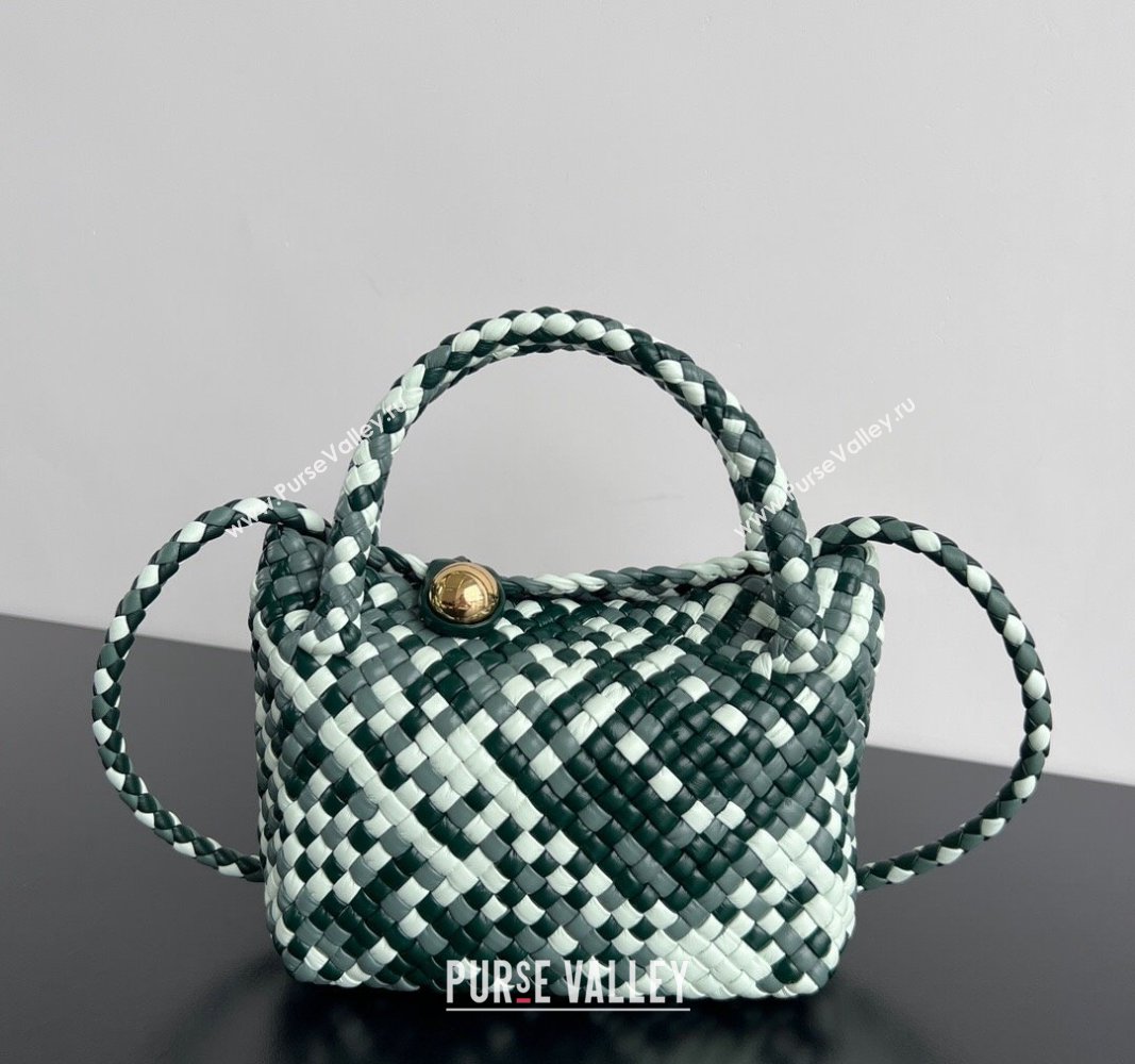 Bottega Veneta Mini Tosca Bag with Gold-Tone Ball 776755 Emerald Green/Ice Blue 2024 (WT-241029005)