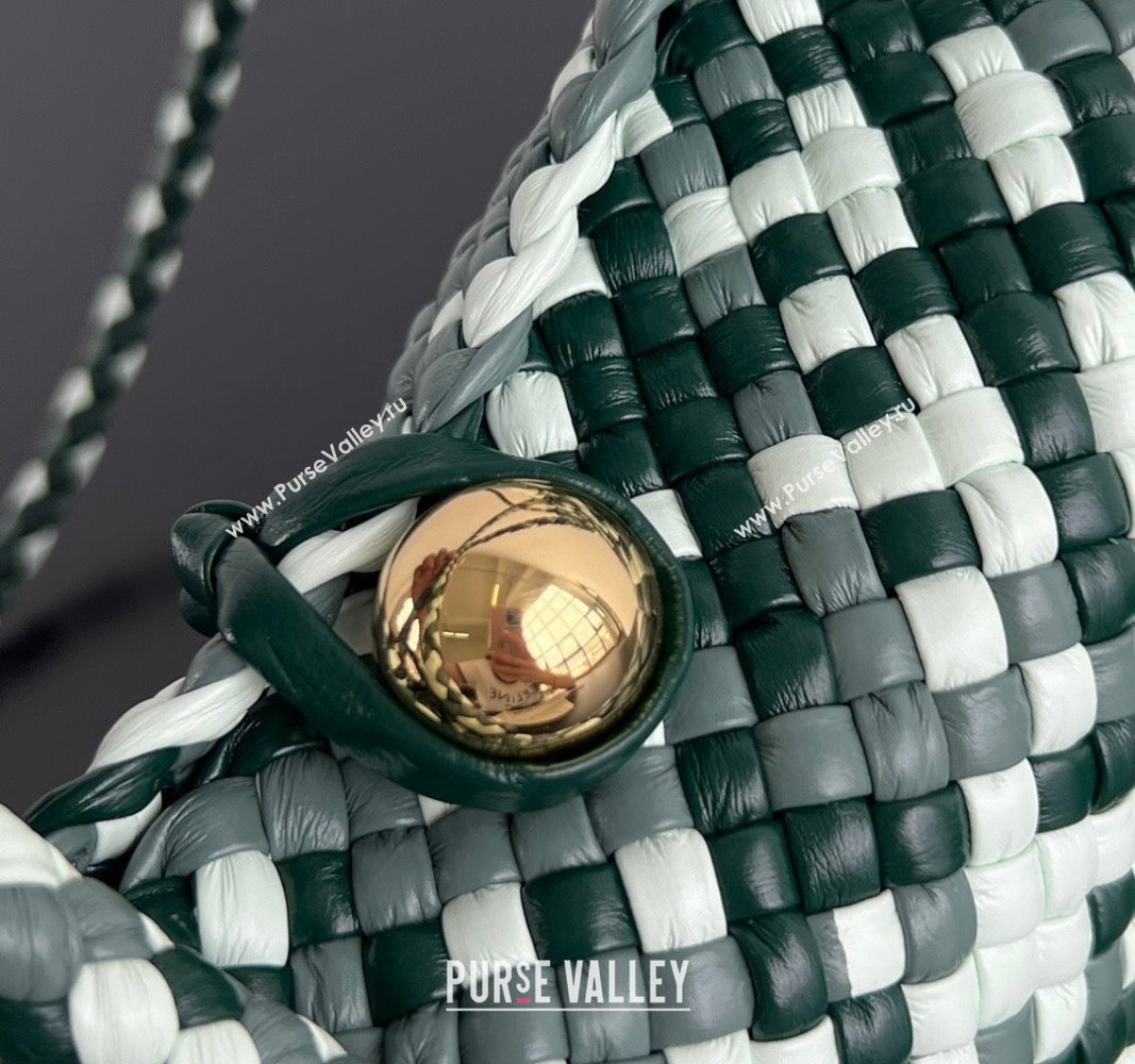 Bottega Veneta Mini Tosca Bag with Gold-Tone Ball 776755 Emerald Green/Ice Blue 2024 (WT-241029005)