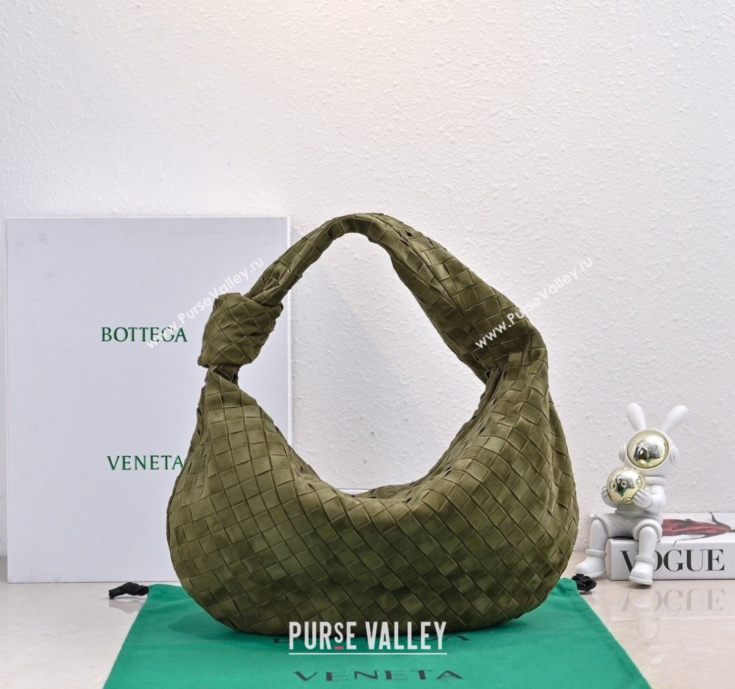 Bottega Veneta Small Jodie Hobo in Intrecciato Suede Green 2024 600261 (YX-241029043)