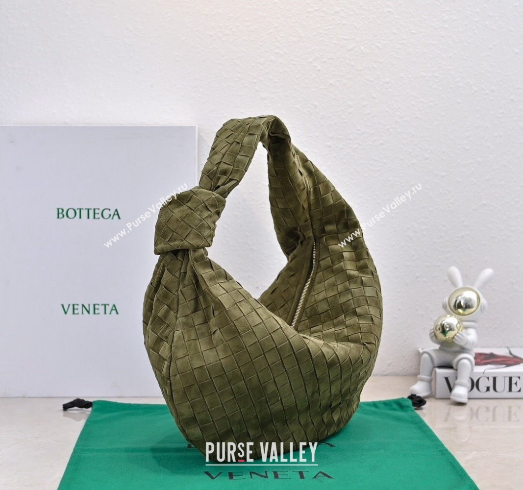 Bottega Veneta Small Jodie Hobo in Intrecciato Suede Green 2024 600261 (YX-241029043)