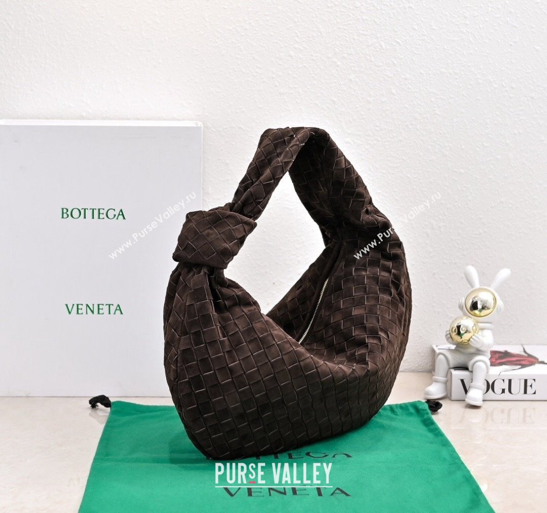 Bottega Veneta Small Jodie Hobo in Intrecciato Suede Fondant Brown 2024 600261 (YX-241029045)