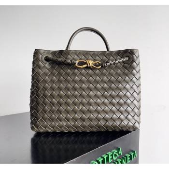 Bottega Veneta Medium Andiamo Top Handle Bag in Intrecciato Leather 743572 Khaki Green 2024 (YX-241029047)