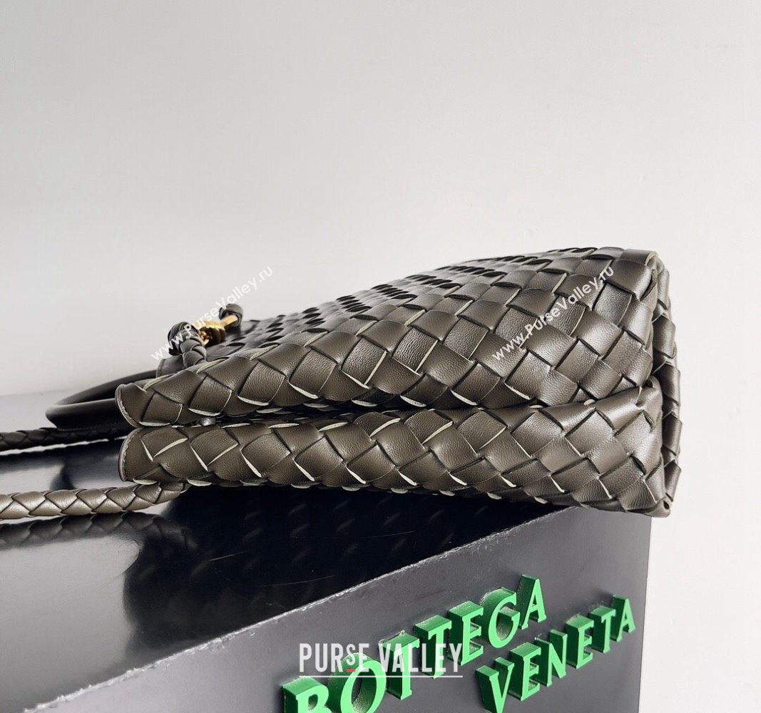 Bottega Veneta Medium Andiamo Top Handle Bag in Intrecciato Leather 743572 Khaki Green 2024 (YX-241029047)