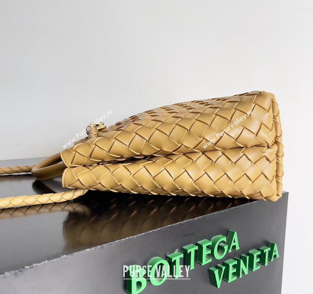 Bottega Veneta Medium Andiamo Top Handle Bag in Intrecciato Leather 743572 Apricot 2 2024 (YX-241029049)