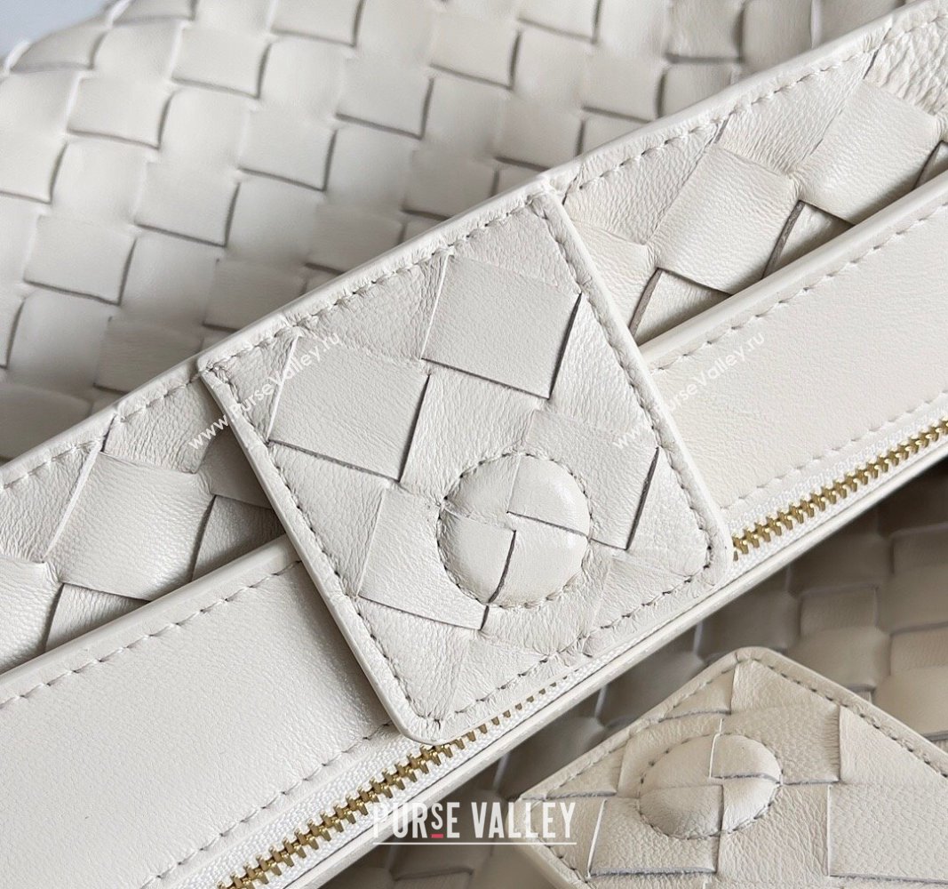 Bottega Veneta Medium Andiamo Top Handle Bag in Intrecciato Leather 743572 Cream White 2024 (YX-241029050)