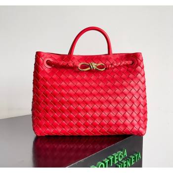 Bottega Veneta Medium Andiamo Top Handle Bag in Intrecciato Leather 743572 Bright Red 2024 (YX-241029051)