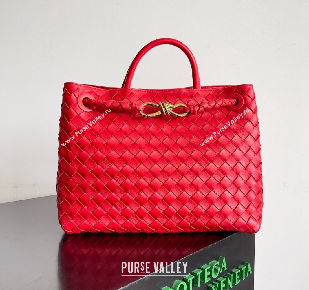 Bottega Veneta Medium Andiamo Top Handle Bag in Intrecciato Leather 743572 Bright Red 2024 (YX-241029051)