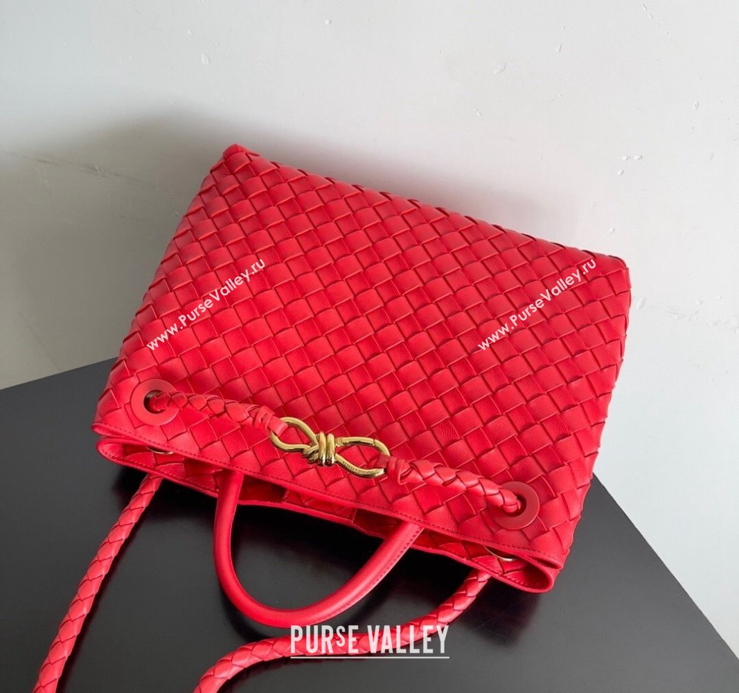 Bottega Veneta Medium Andiamo Top Handle Bag in Intrecciato Leather 743572 Bright Red 2024 (YX-241029051)